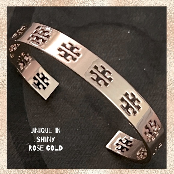 NWOT Tory Burch Authentic Rose Gold Pierced Cuff Bracelet - Picture 3 of 11